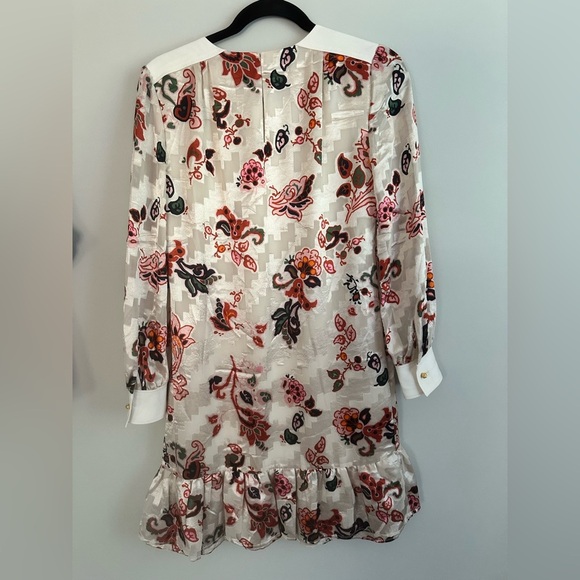 TORY BURCH SILK BURNOUT SHIFT DRESS IN IVORY MOUNTAIN
PAISLEY SZ 00 - Picture 8 of 14